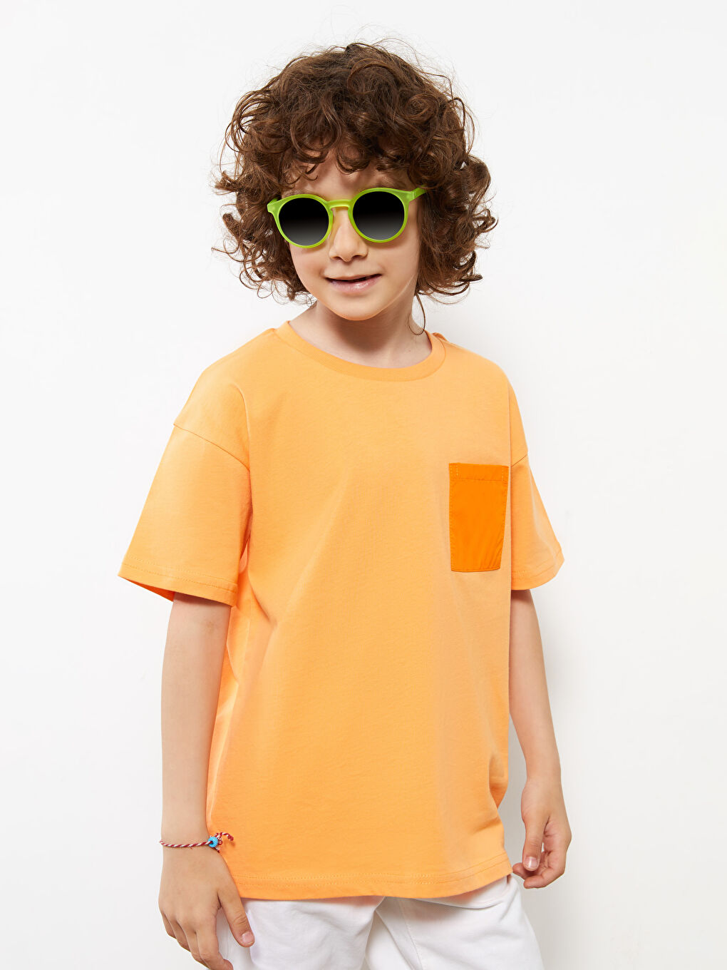 Turuncu Bisiklet Yaka Basic Kısa Kollu Erkek Çocuk Tişört