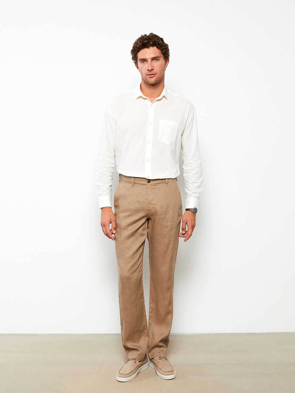 Standard Fit Linen Men's Trousers-1