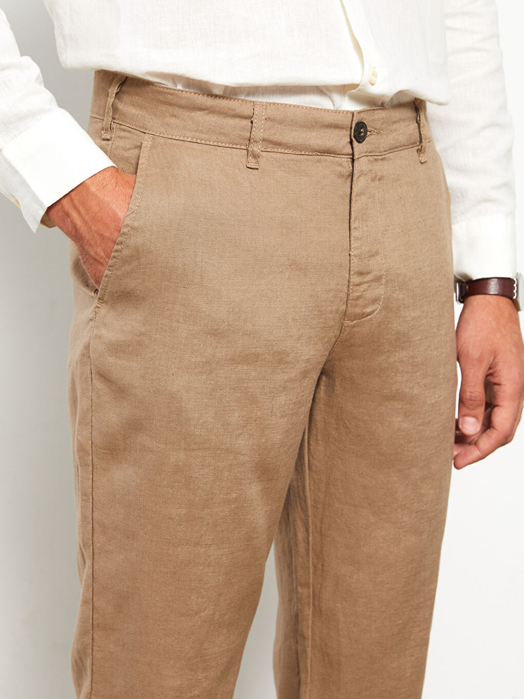 Standard Fit Linen Men's Trousers-2