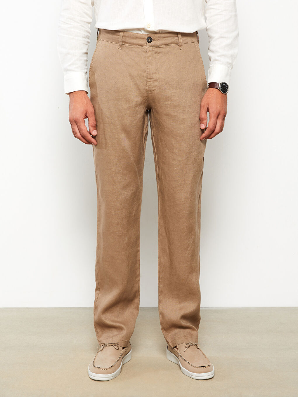 Standard Fit Linen Men's Trousers-3