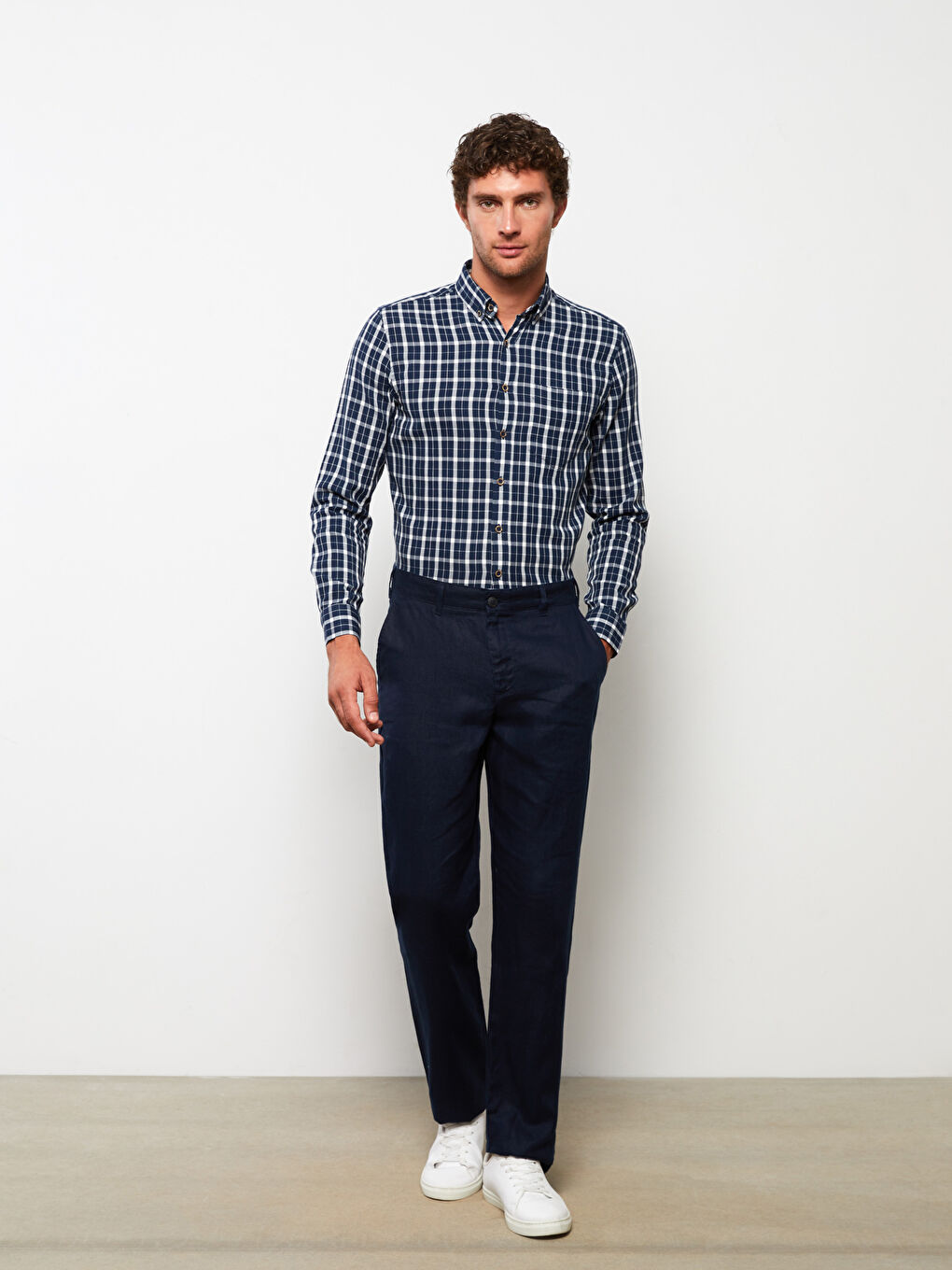 بنطلون كتان عادي للرجال-1