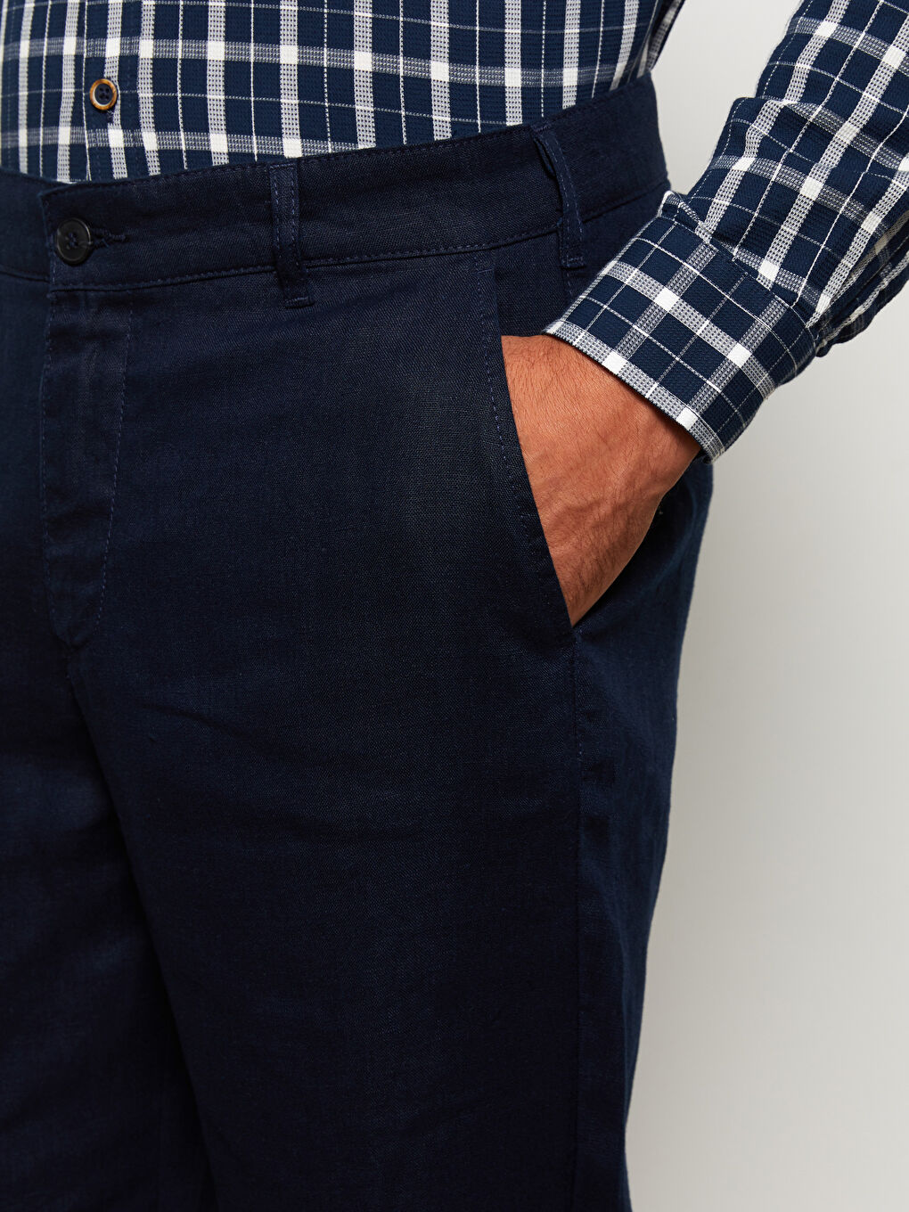 بنطلون كتان عادي للرجال-2