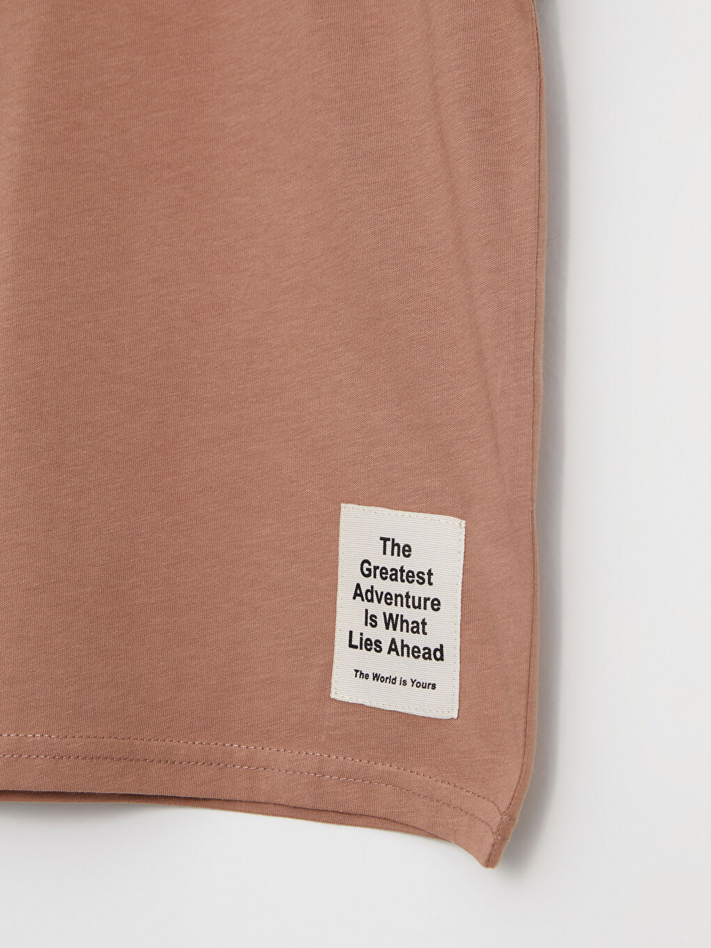 Kahverengi Bisiklet Yaka Basic Kısa Kollu Pamuklu Erkek Çocuk Tişört-1