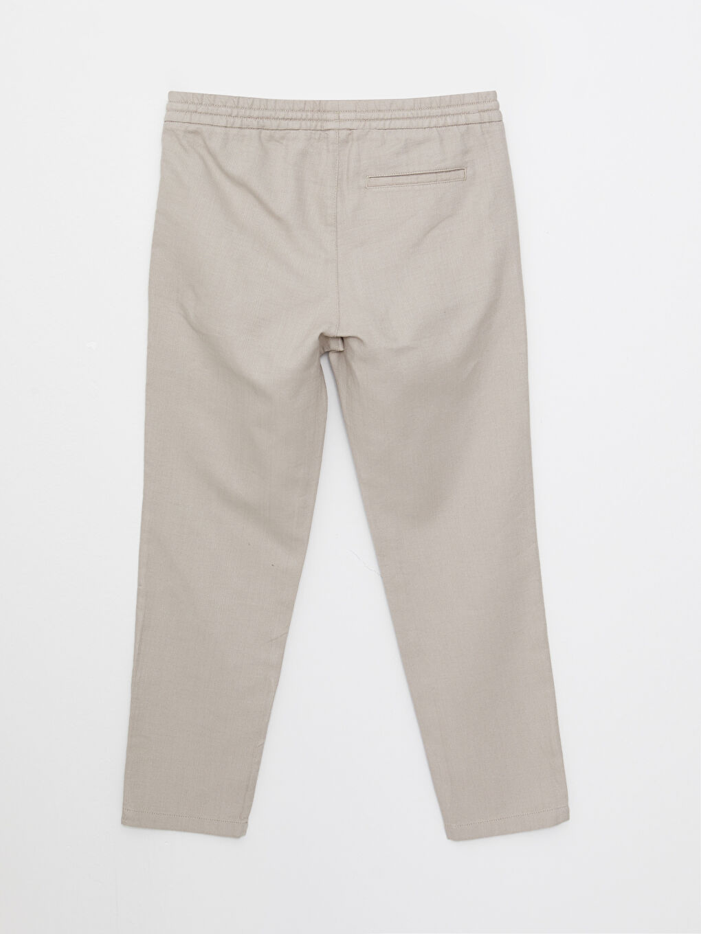 Bej Slim Fit Beli Bağlama Detaylı Erkek Pantolon-6