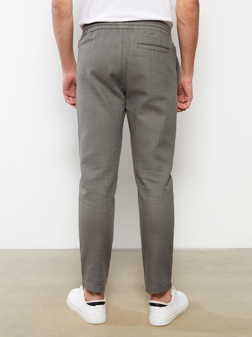 Slim Fit Men's Trousers with Tie Waist Detail -S2CQ00Z8-SCB