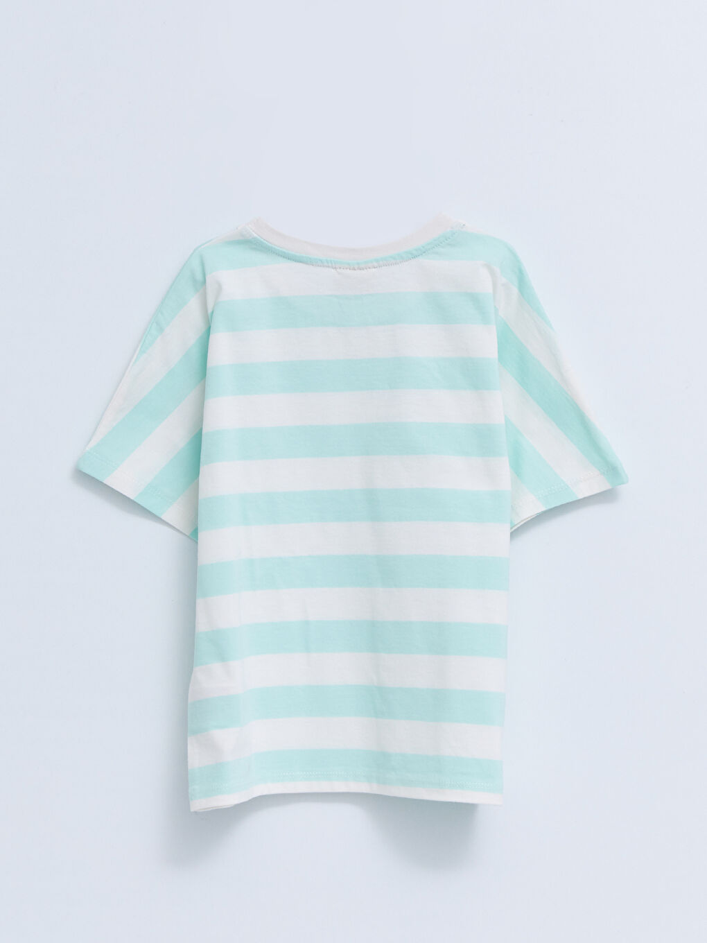 Crew Neck Striped Short Sleeve Cotton Girls T-Shirt-1