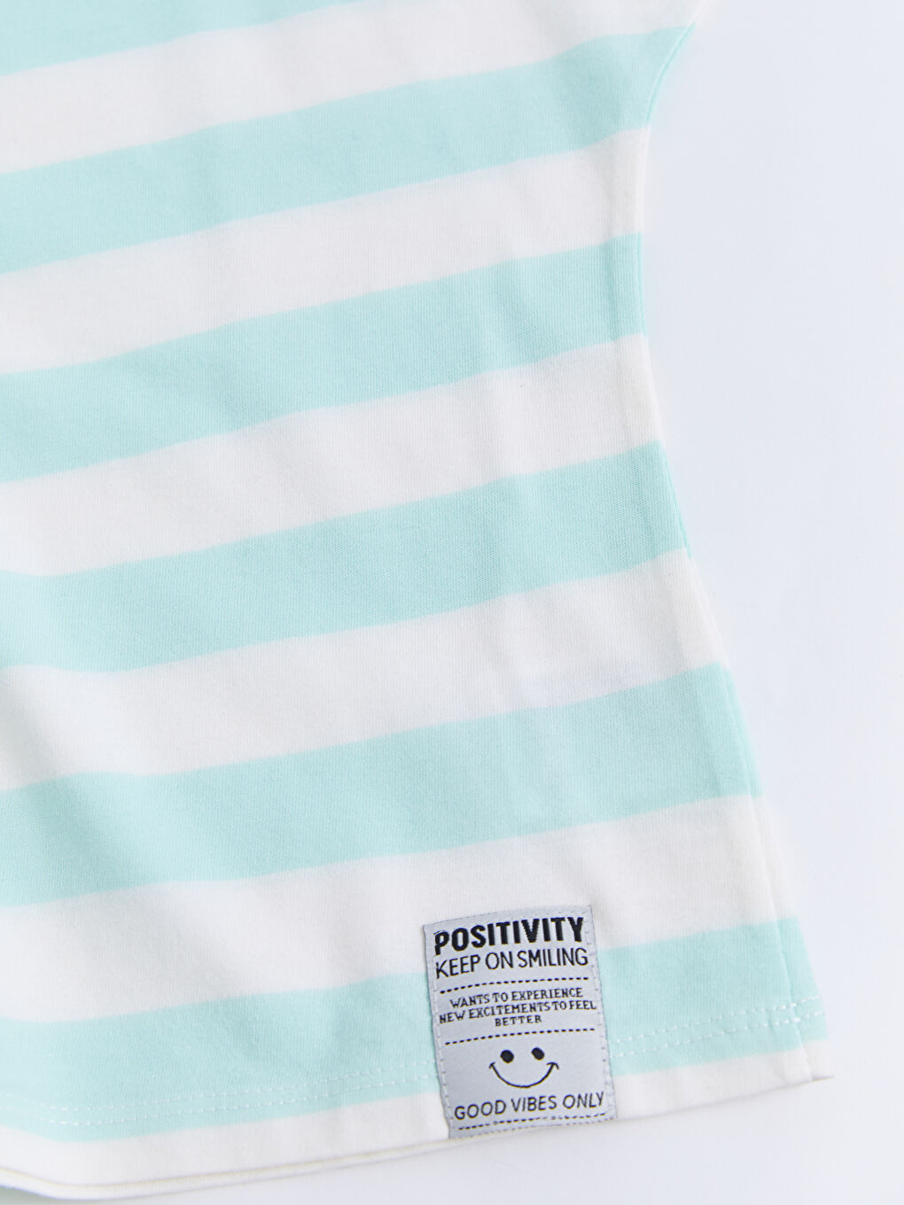 Crew Neck Striped Short Sleeve Cotton Girls T-Shirt-2