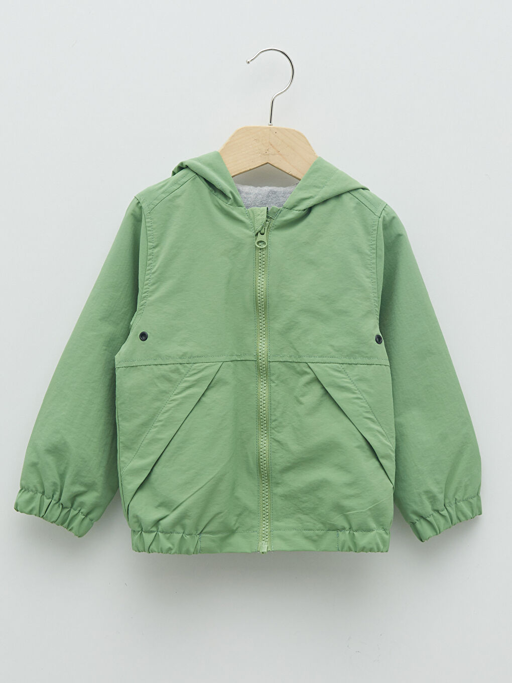 معطف أولاد رضع بسحاب بغطاء للرأس وكم طويل أساسي