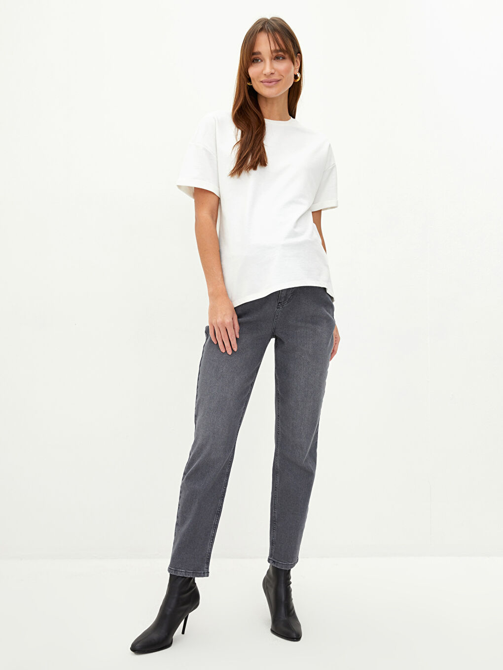 Elastic Waist Mom Fit Pocket Detailed Rodeo Maternity Jeans -S2CQ38Z8-GRD