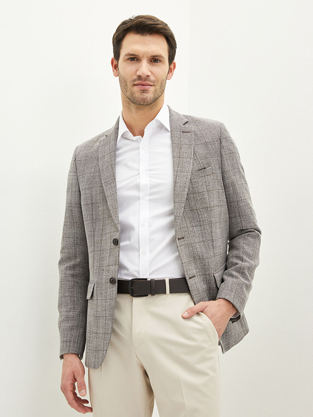 Bej Standart Kalıp Erkek Blazer Ceket