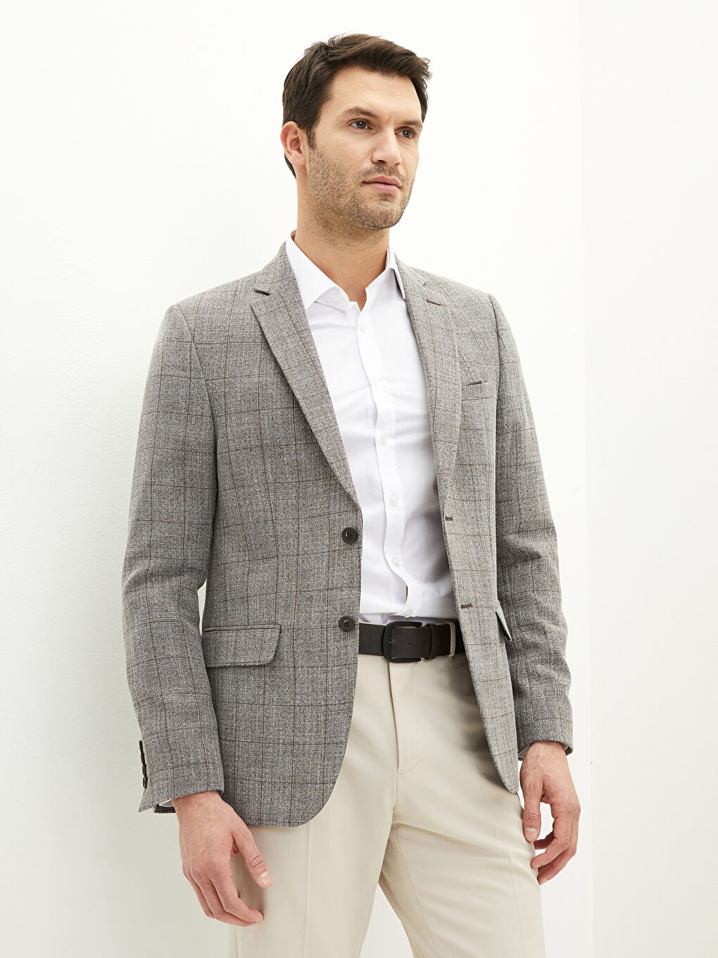 Bej Standart Kalıp Erkek Blazer Ceket-1