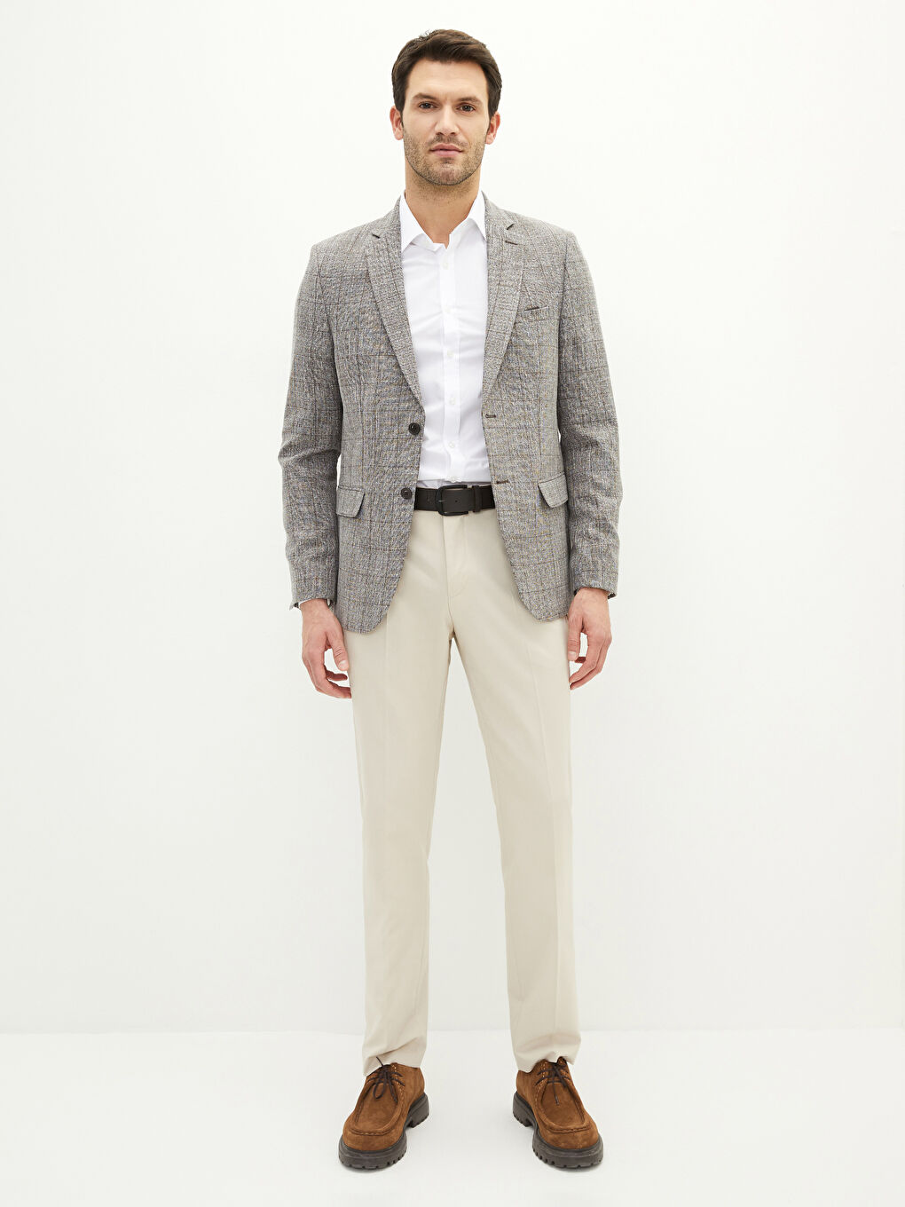 Bej Standart Kalıp Erkek Blazer Ceket-2