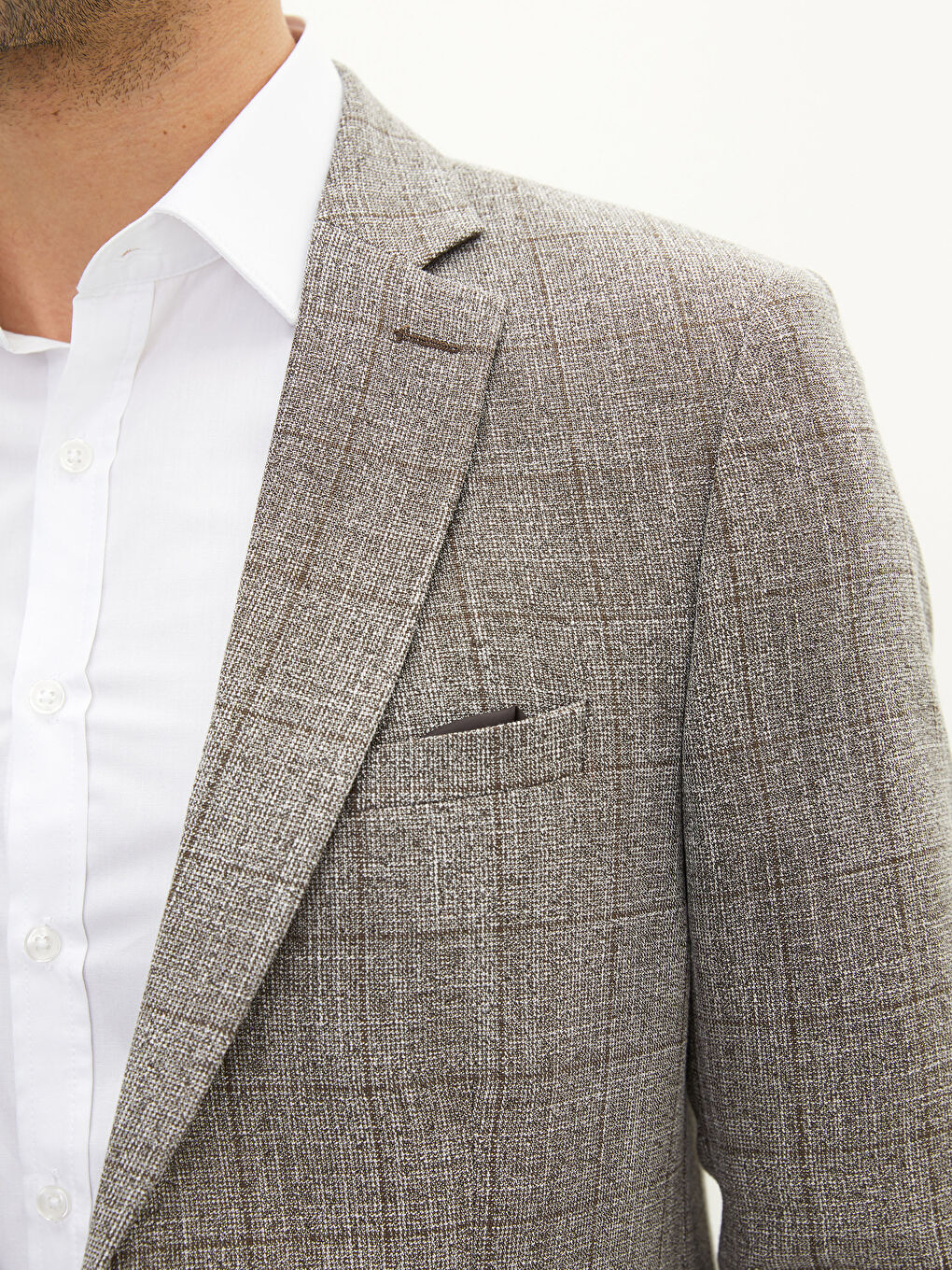 Bej Standart Kalıp Erkek Blazer Ceket-3