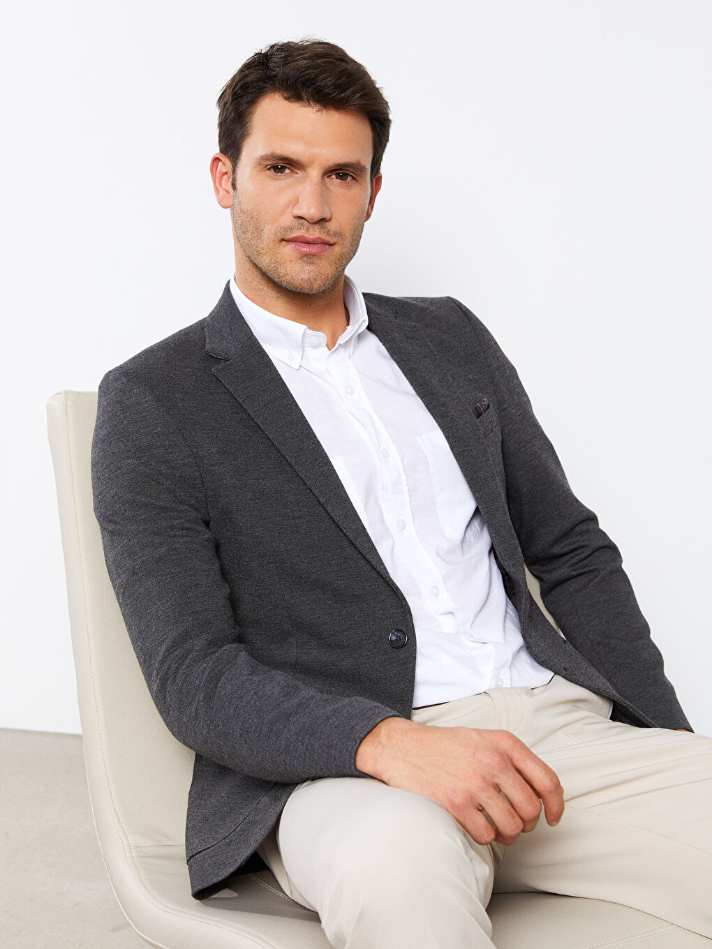 Antrasit Dar Kalıp Erkek Blazer Ceket