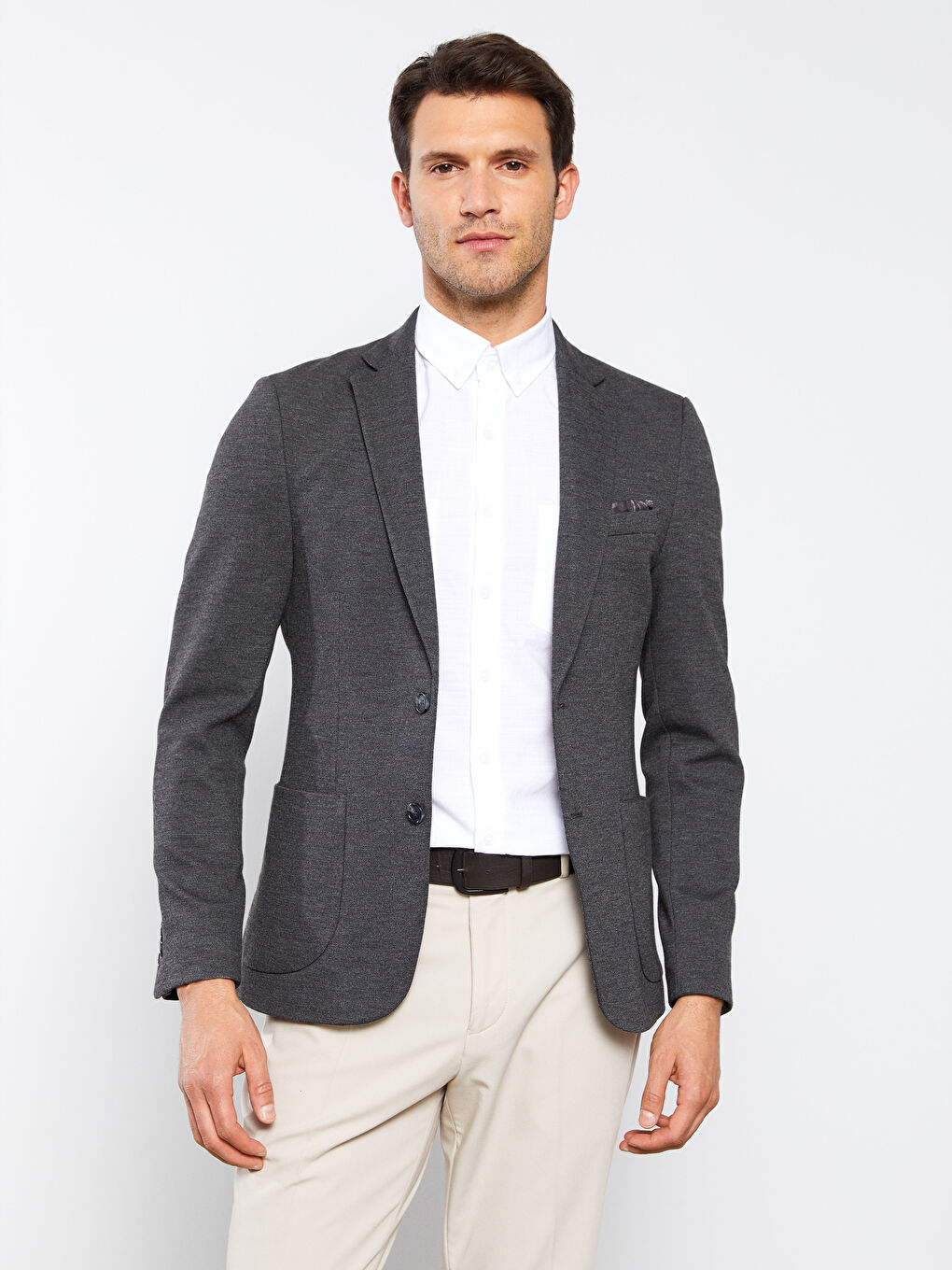 Antrasit Dar Kalıp Erkek Blazer Ceket-1