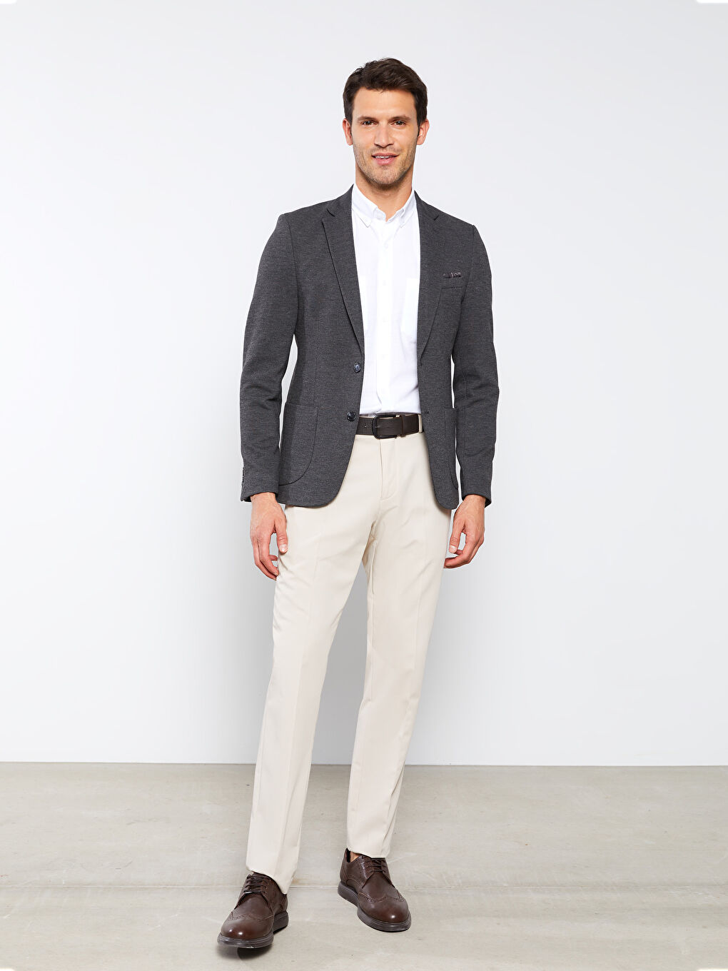 Antrasit Dar Kalıp Erkek Blazer Ceket-2