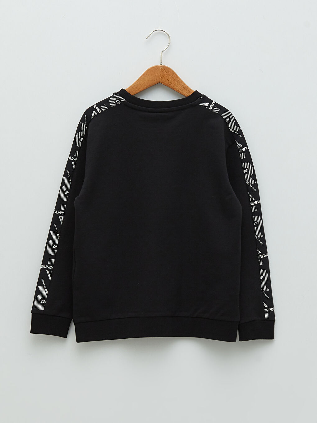 Siyah Bisiklet Yaka Baskılı Uzun Kollu Erkek Çocuk Sweatshirt-1