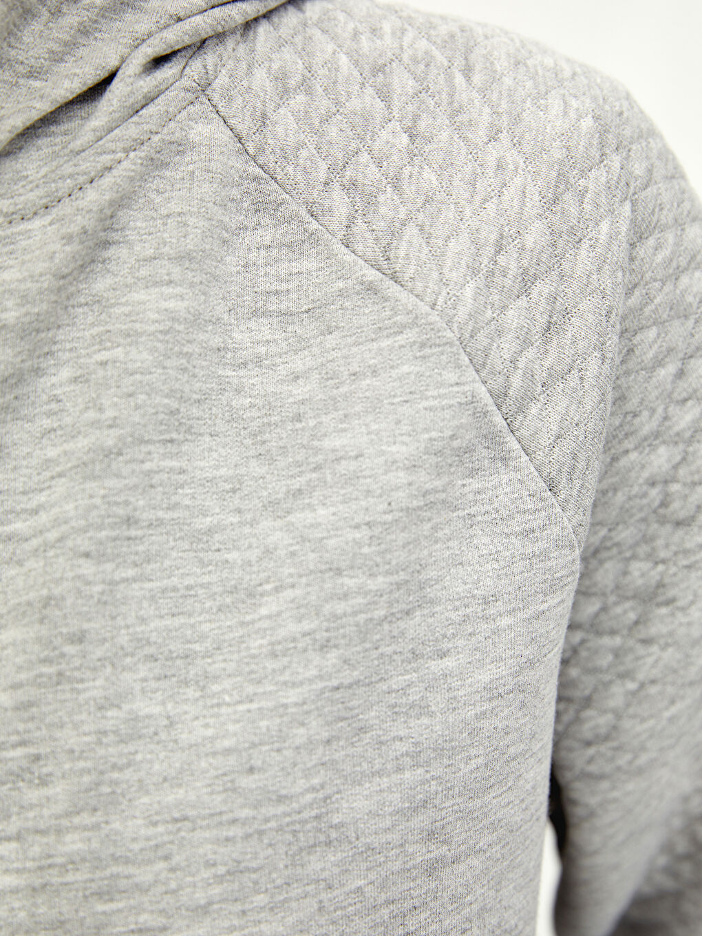 Gri Kapüşonlu Kapitoneli Uzun Kollu Kadın Spor Hırka-3