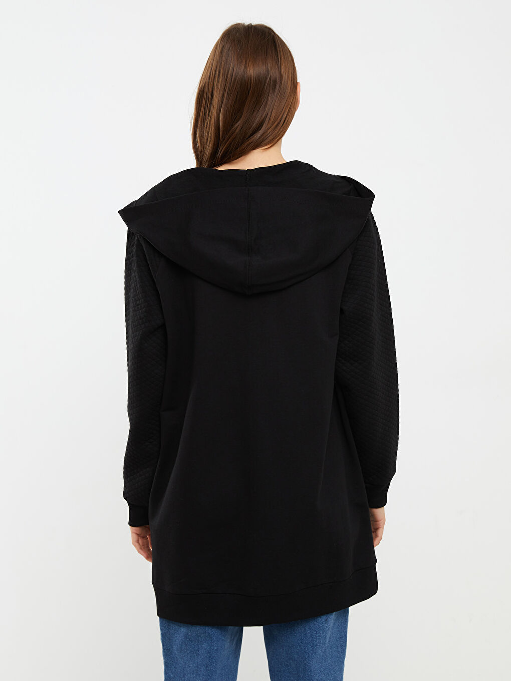 كارديجان رياضي مبطّن بكابوش كم طويل للسيدات-4