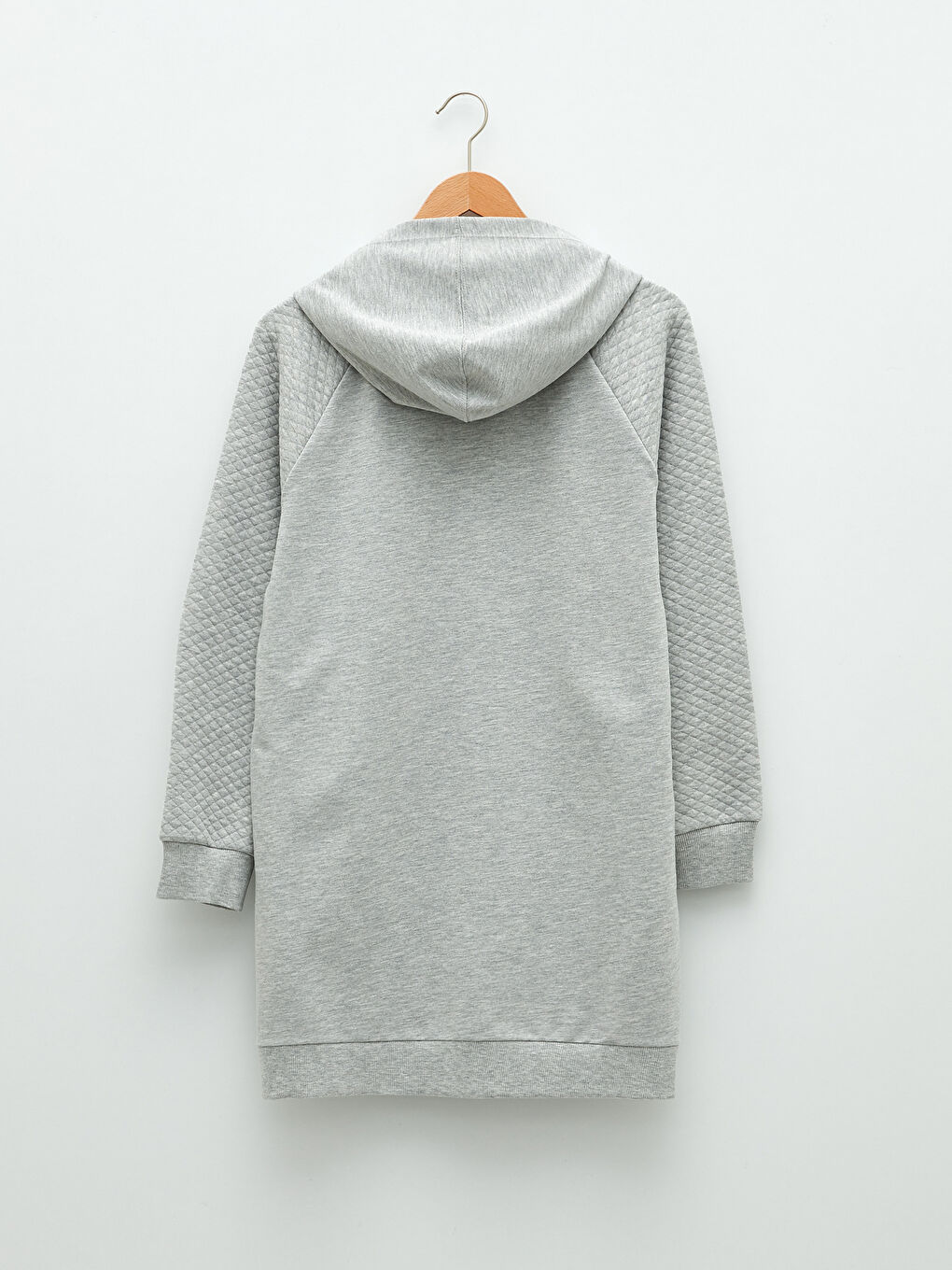 Gri Kapüşonlu Kapitoneli Uzun Kollu Kadın Spor Hırka-6