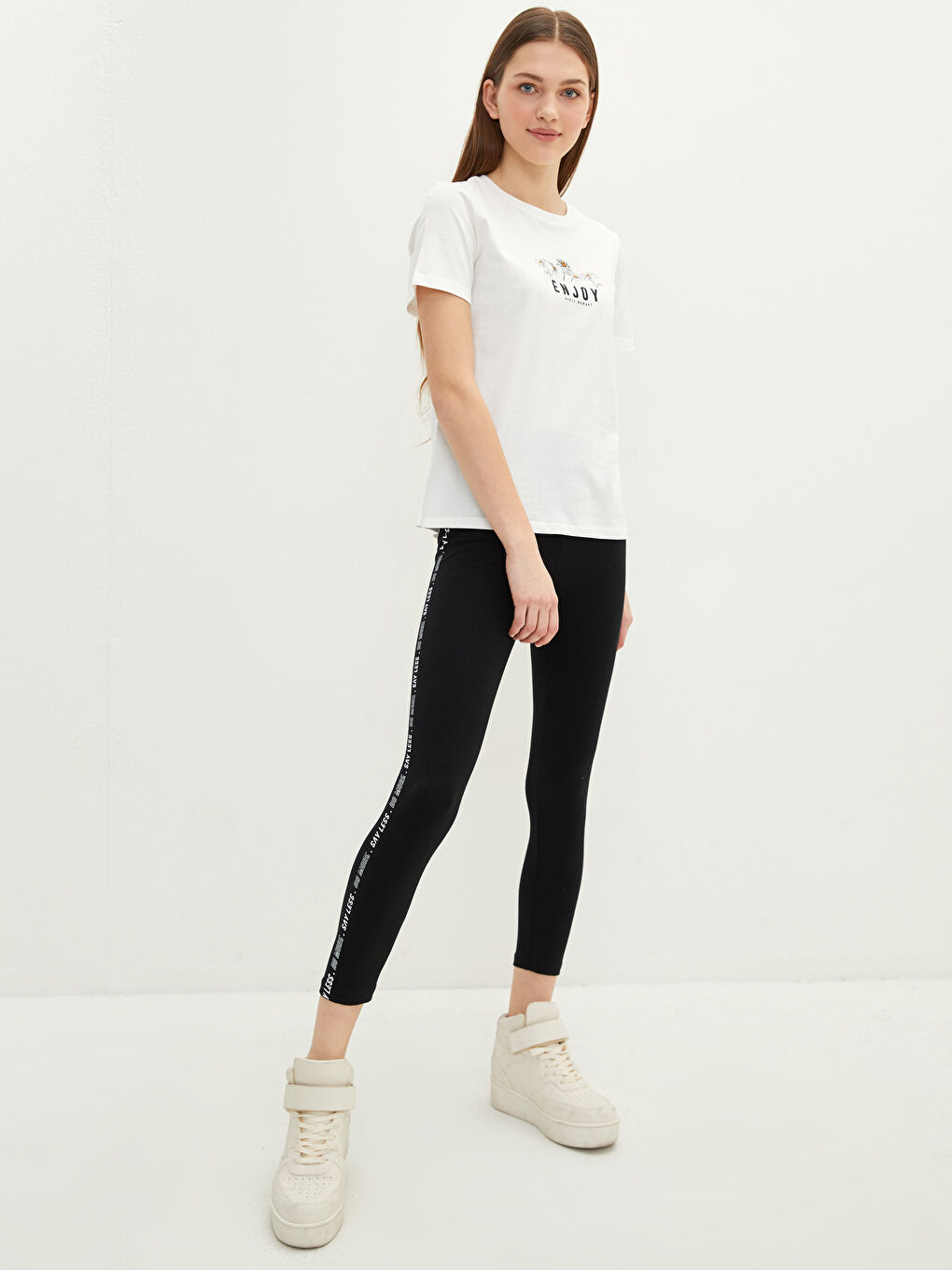 Crew Neck Printed Short Sleeve Cotton Women's T-shirt-1