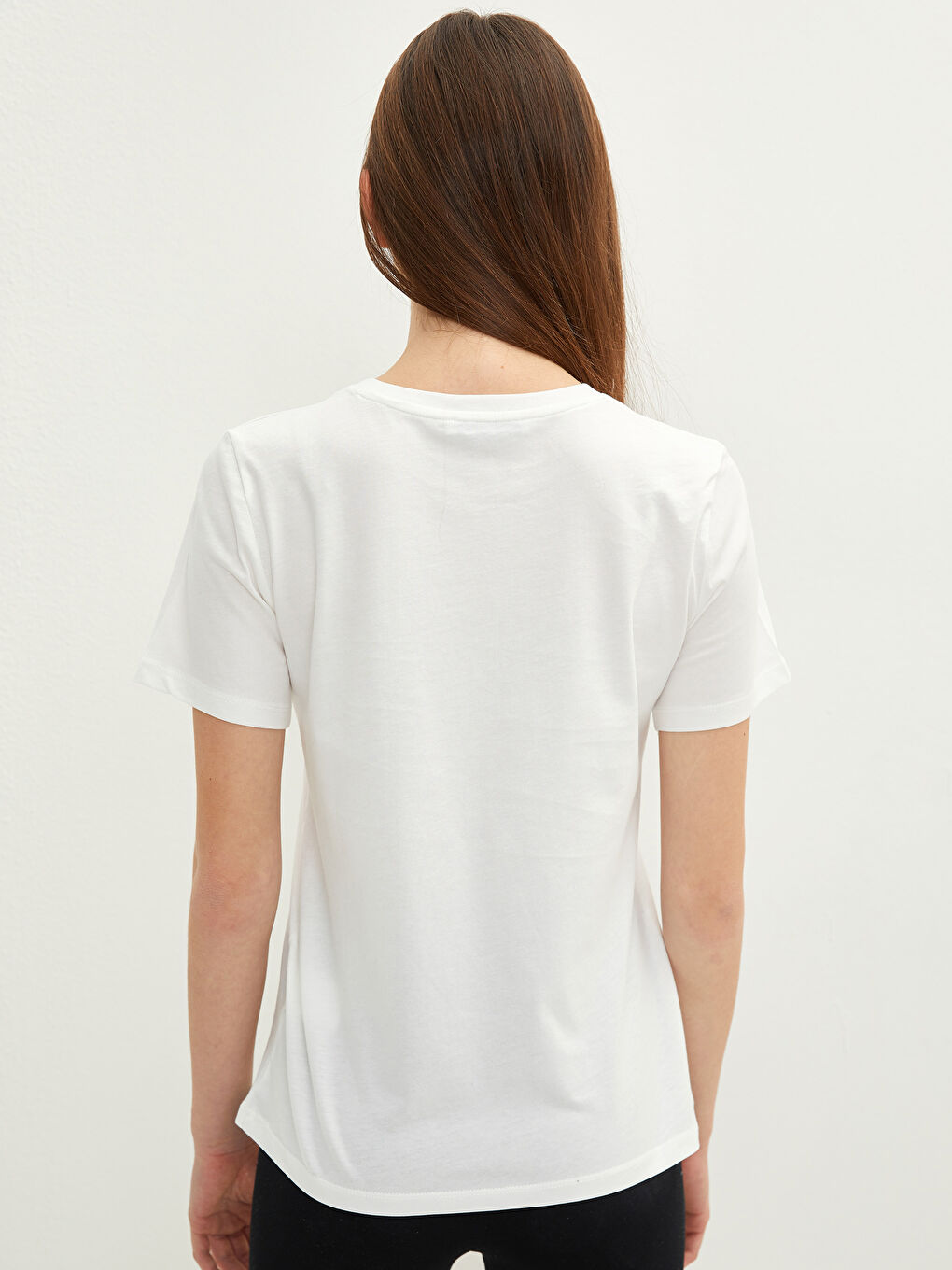 Crew Neck Printed Short Sleeve Cotton Women's T-shirt-3