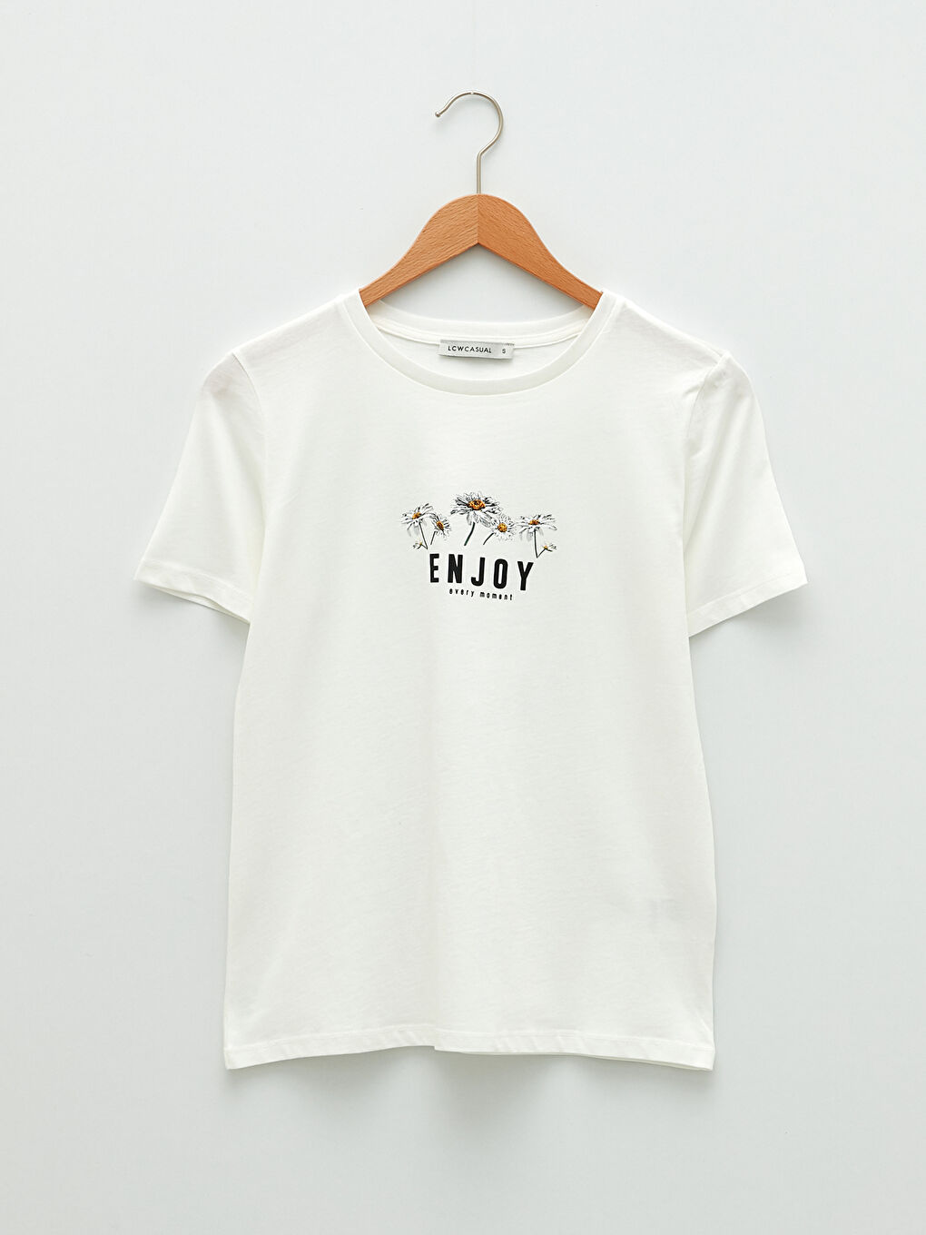 Crew Neck Printed Short Sleeve Cotton Women's T-shirt-4