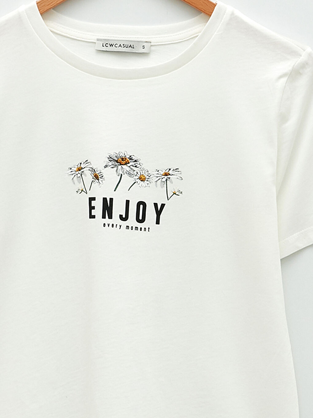 Crew Neck Printed Short Sleeve Cotton Women's T-shirt-6