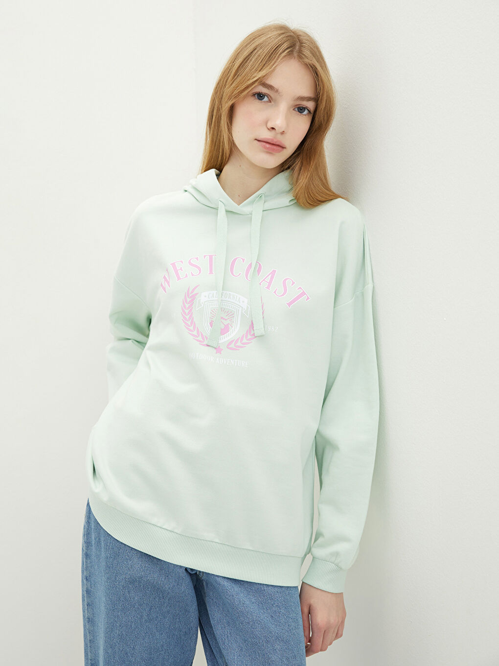 LCW Vision Pastel Yeşil Baskılı Uzun Kollu Kadın Hoodie - 2