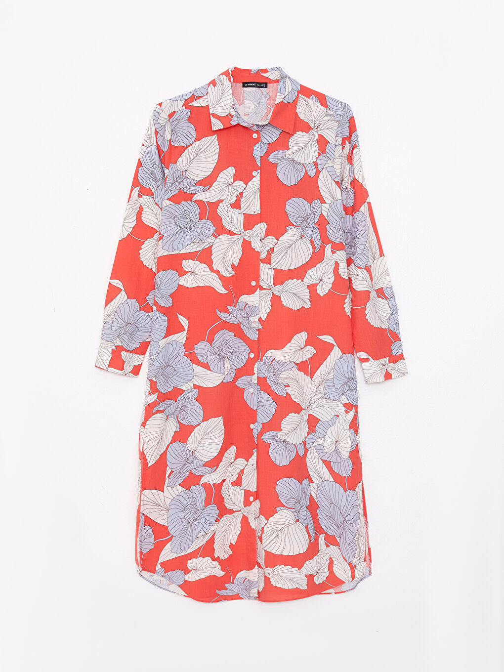 Mercan Desenli Poplin Kadın Gömlek Tunik-6