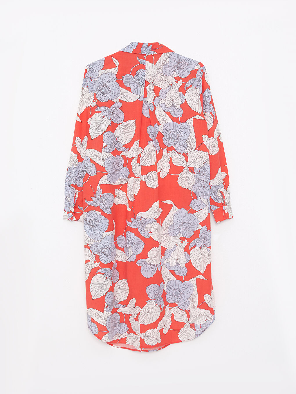 Mercan Desenli Poplin Kadın Gömlek Tunik-7