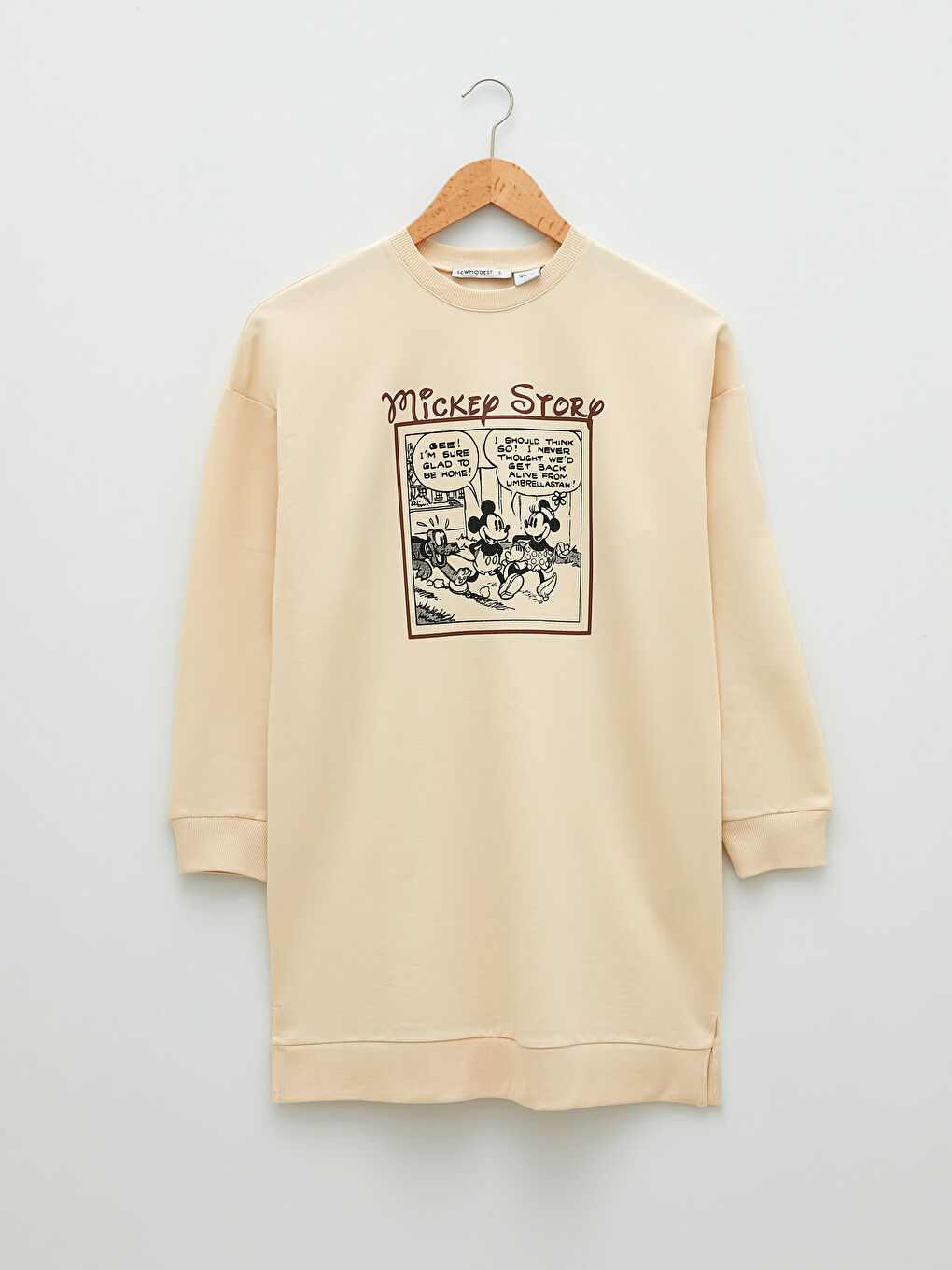 Свитшот-туника с круглым вырезом, принтом Микки Мауса, длинным рукавом, оверсайз для женщин-5