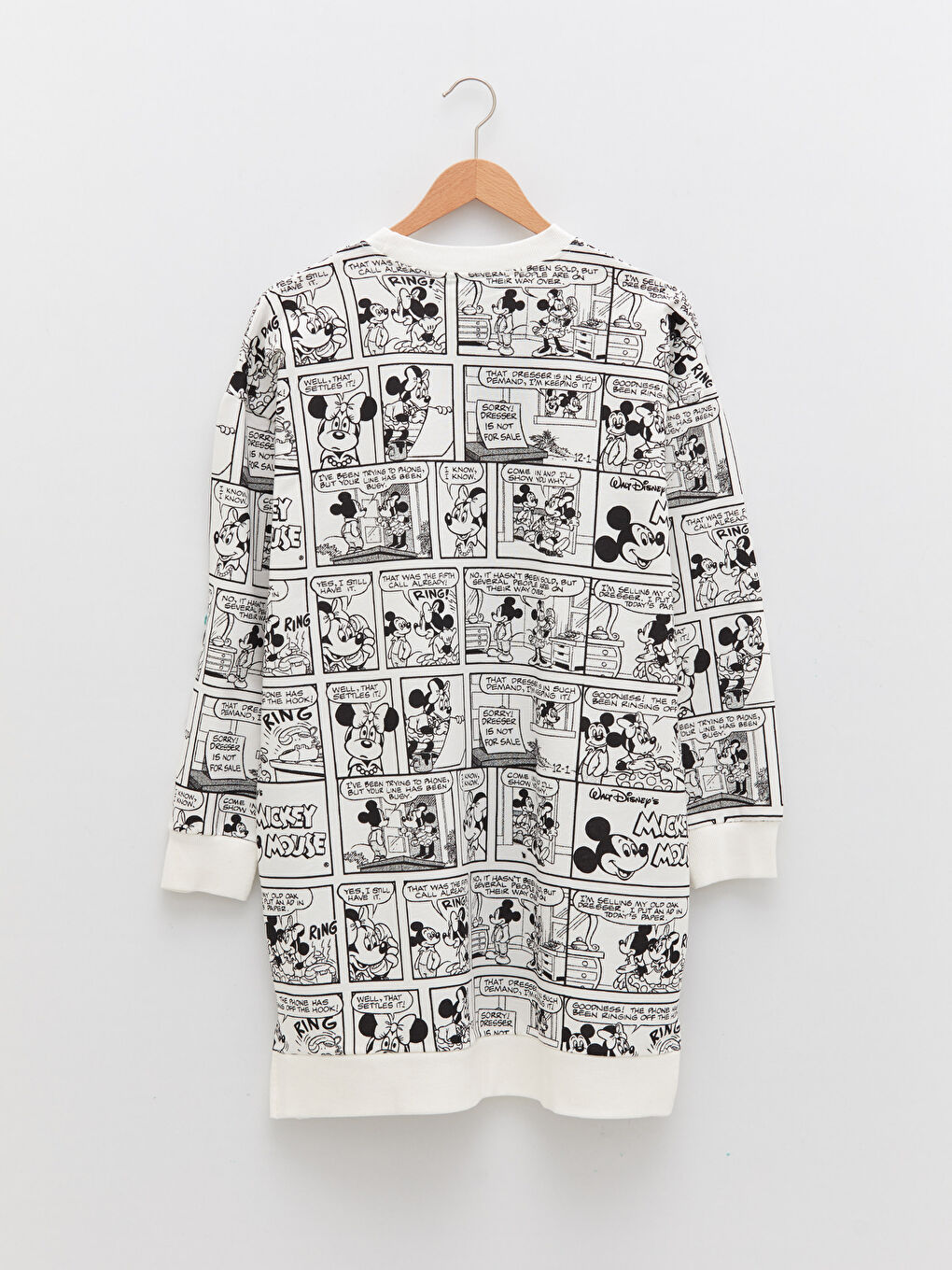 Siyah Bisiklet Yaka Mickey Mouse Baskılı Uzun Kollu Oversize Kadın Sweatshirt Tunik-6