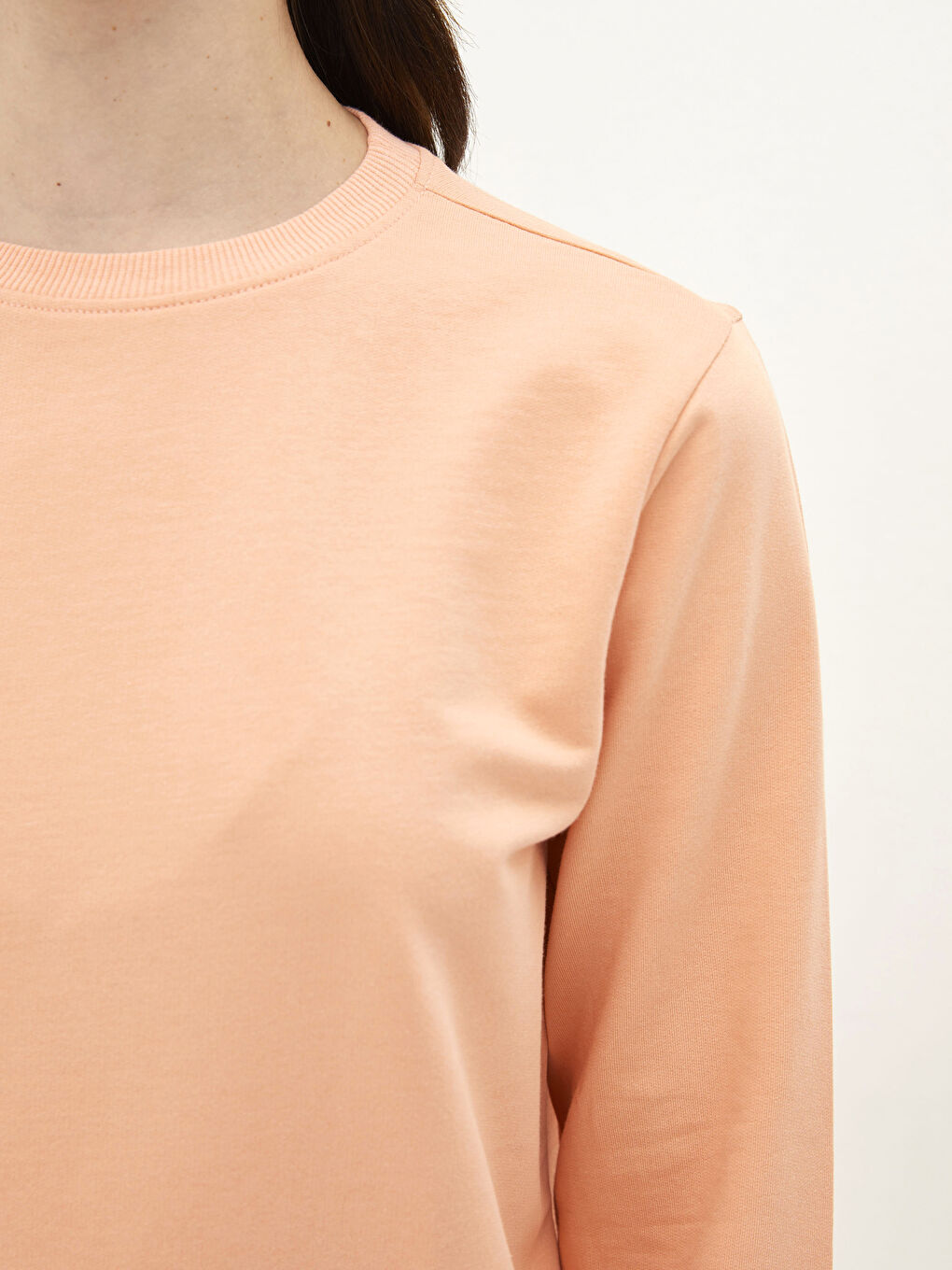 Turuncu Bisiklet Yaka Düz Oversize Kadın Sweatshirt Tunik-2