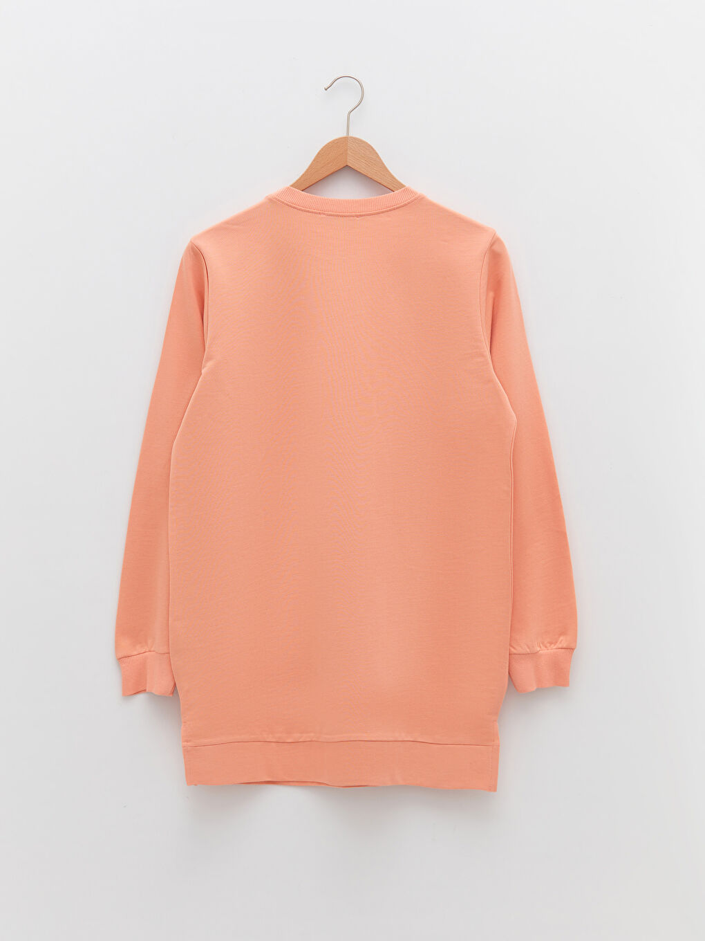 Turuncu Bisiklet Yaka Düz Oversize Kadın Sweatshirt Tunik-5