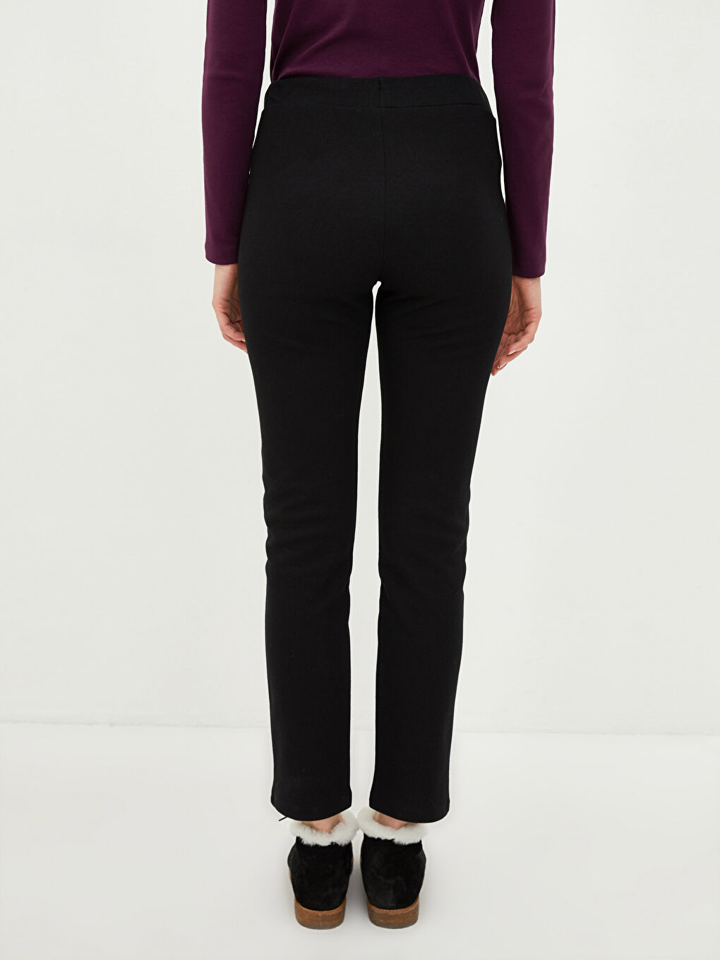 Siyah Beli Lastikli Düz Cep Detaylı Kadın Eşofman Altı-5