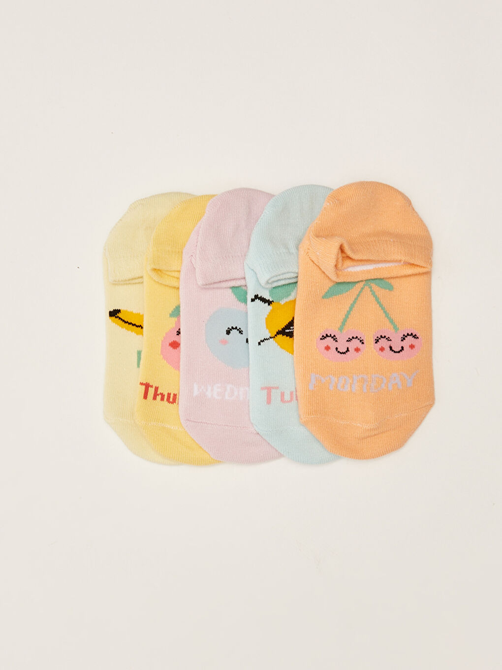 Turuncu Desenli Kız Çocuk Patik Çorap 5'li-1
