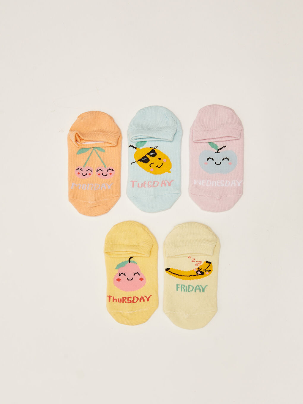 Turuncu Desenli Kız Çocuk Patik Çorap 5'li