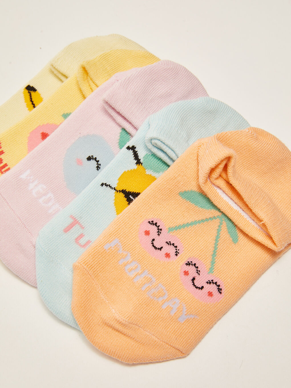 Turuncu Desenli Kız Çocuk Patik Çorap 5'li-2