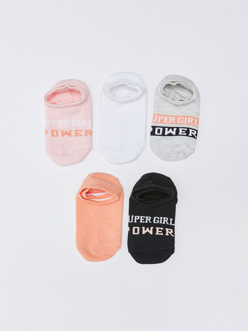 Pembe Desenli Kız Çocuk Patik Çorap 5'li-1