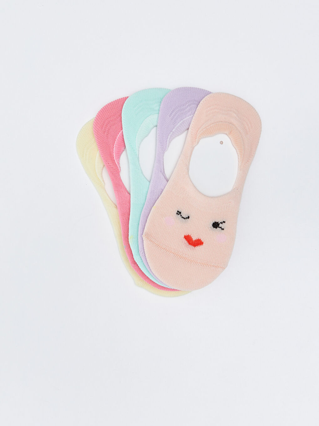 Patterned Girls' Invisible Socks 5 Pack