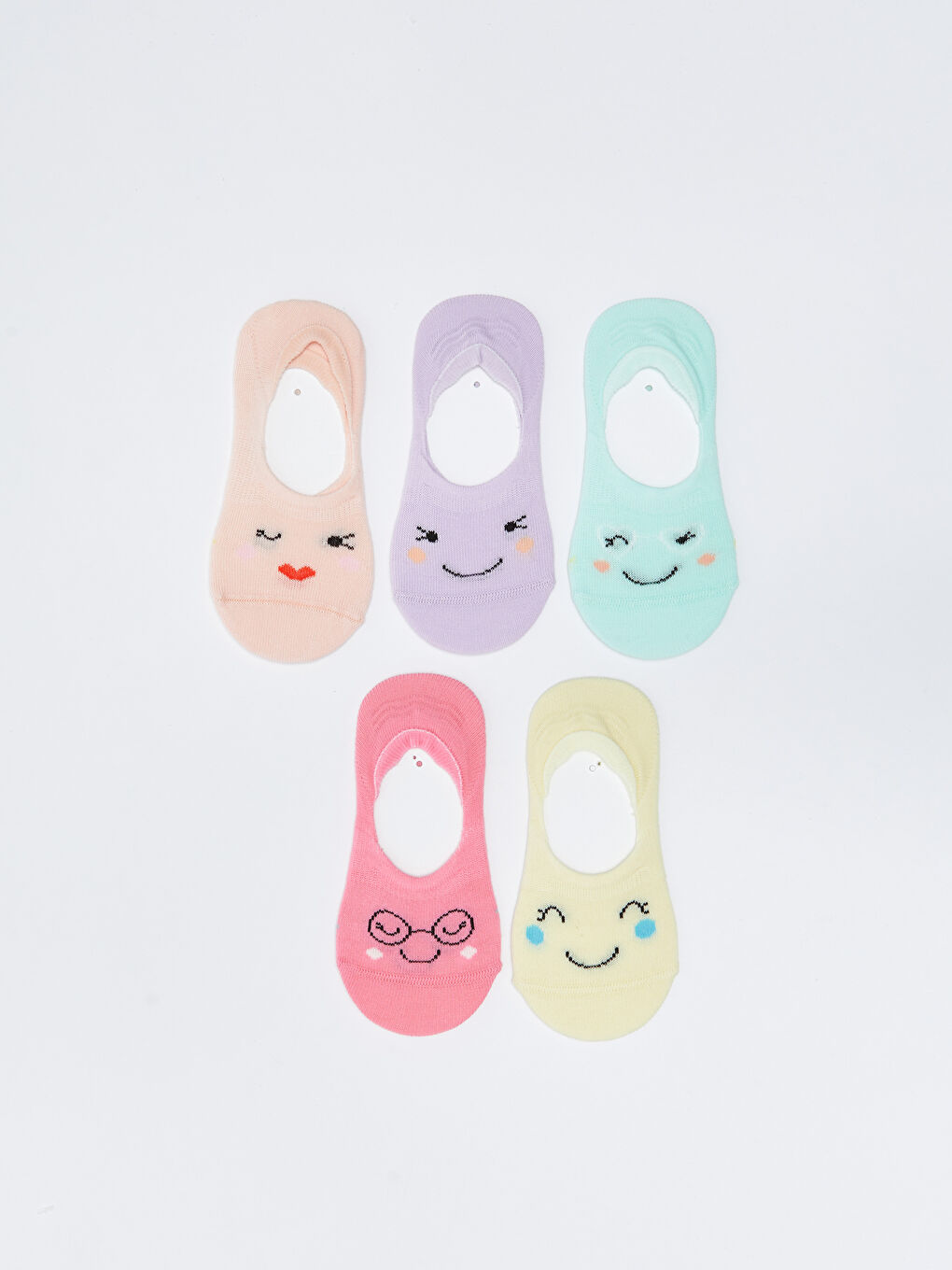 Patterned Girls' Invisible Socks 5 Pack-2