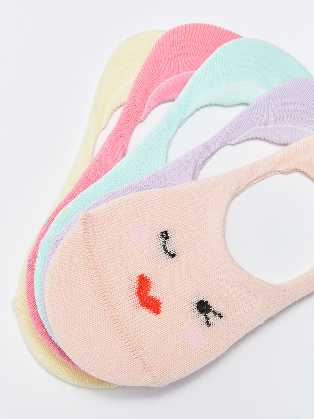 Patterned Girls' Invisible Socks 5 Pack-3