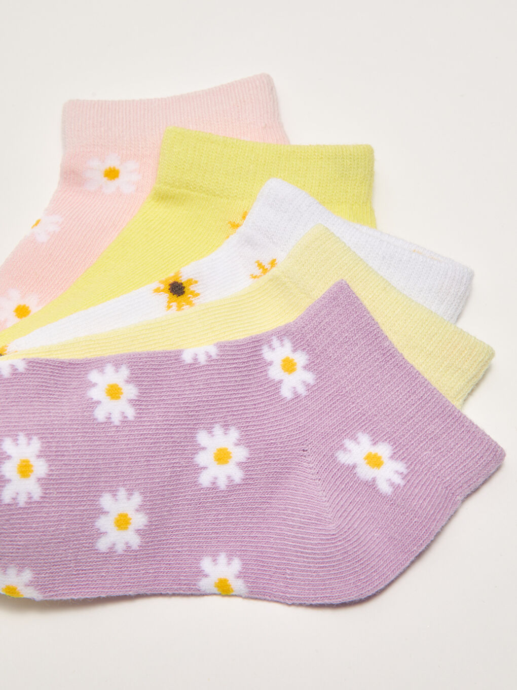 Lila Desenli Kız Çocuk Patik Çorap 5'li-2