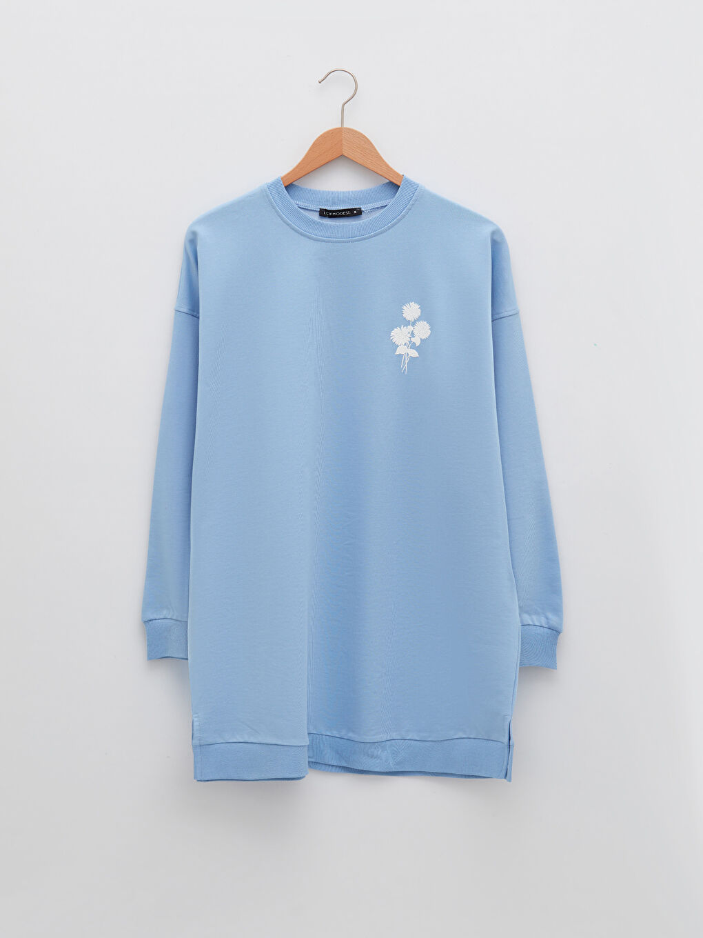 Mavi Bisiklet Yaka Baskılı Uzun Kollu Oversize Kadın Sweatshirt Tunik-4