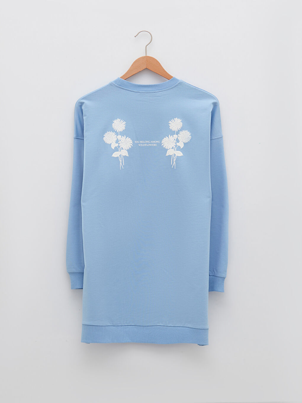 Mavi Bisiklet Yaka Baskılı Uzun Kollu Oversize Kadın Sweatshirt Tunik-5