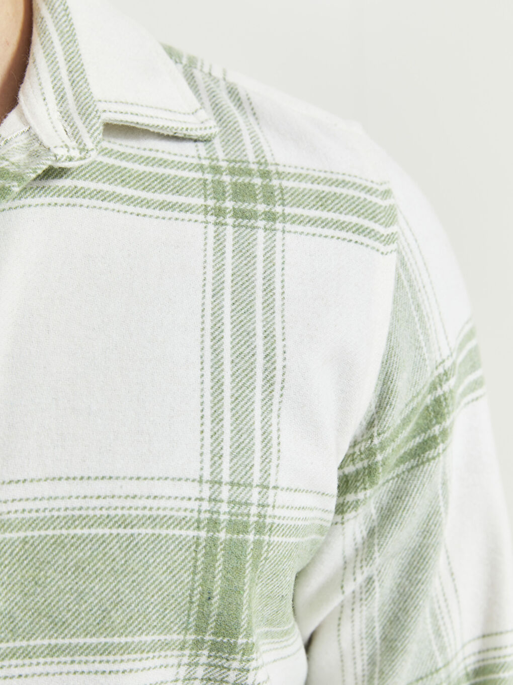 Yeşil Regular Fit Uzun Kollu Ekose Erkek Oduncu Gömlek Ceket-3