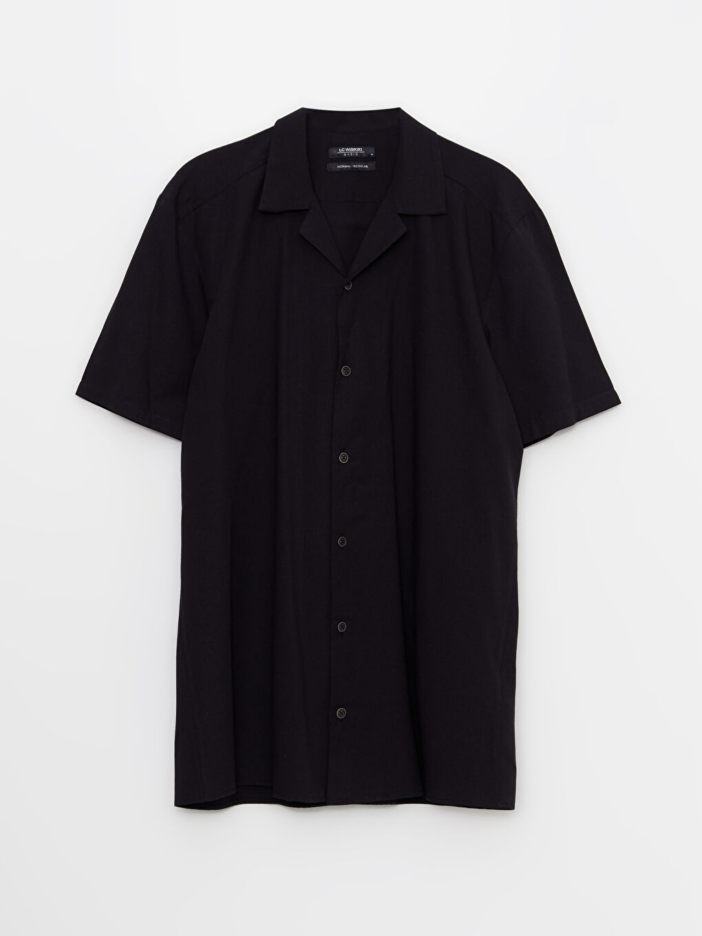 Siyah Regular Fit Kısa Kollu Poplin Erkek Gömlek-5