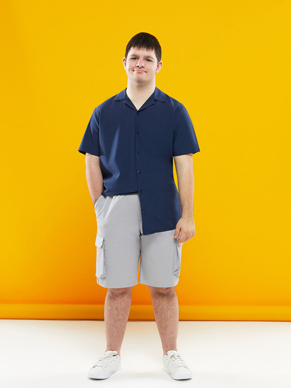 Lacivert Regular Fit Kısa Kollu Poplin Erkek Gömlek-6