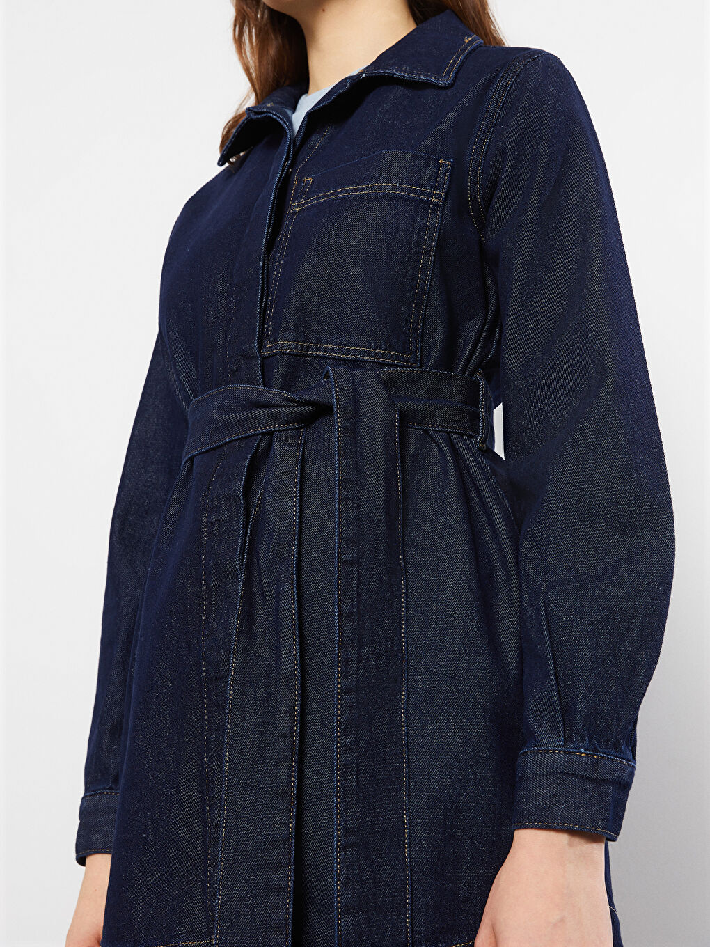 Shirt Collar Straight Pocket Detailed Long Sleeve Women's Rodeo Jean Jacket -S2CS09Z8-309